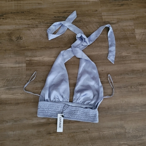 NWT Garage Satin Tie Plung Halter Top Size XS - Picture 4 of 5